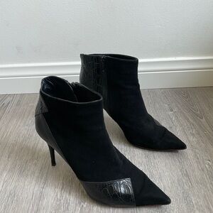 Chloe Black Ankle Boots - Suede & Leather Size 39